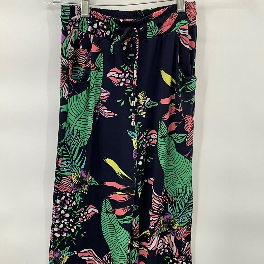 Beach Break Women's Tropical Print Wide Leg Pants Size S Polyester/Spandex - Picture 2 of 7